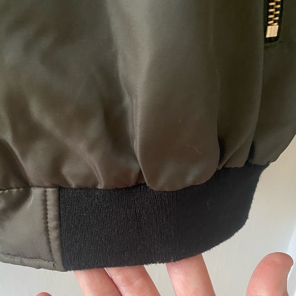 Zara Basic Outerwear Green Full Zip Bomber Jacket For Women - Picture 9 of 14